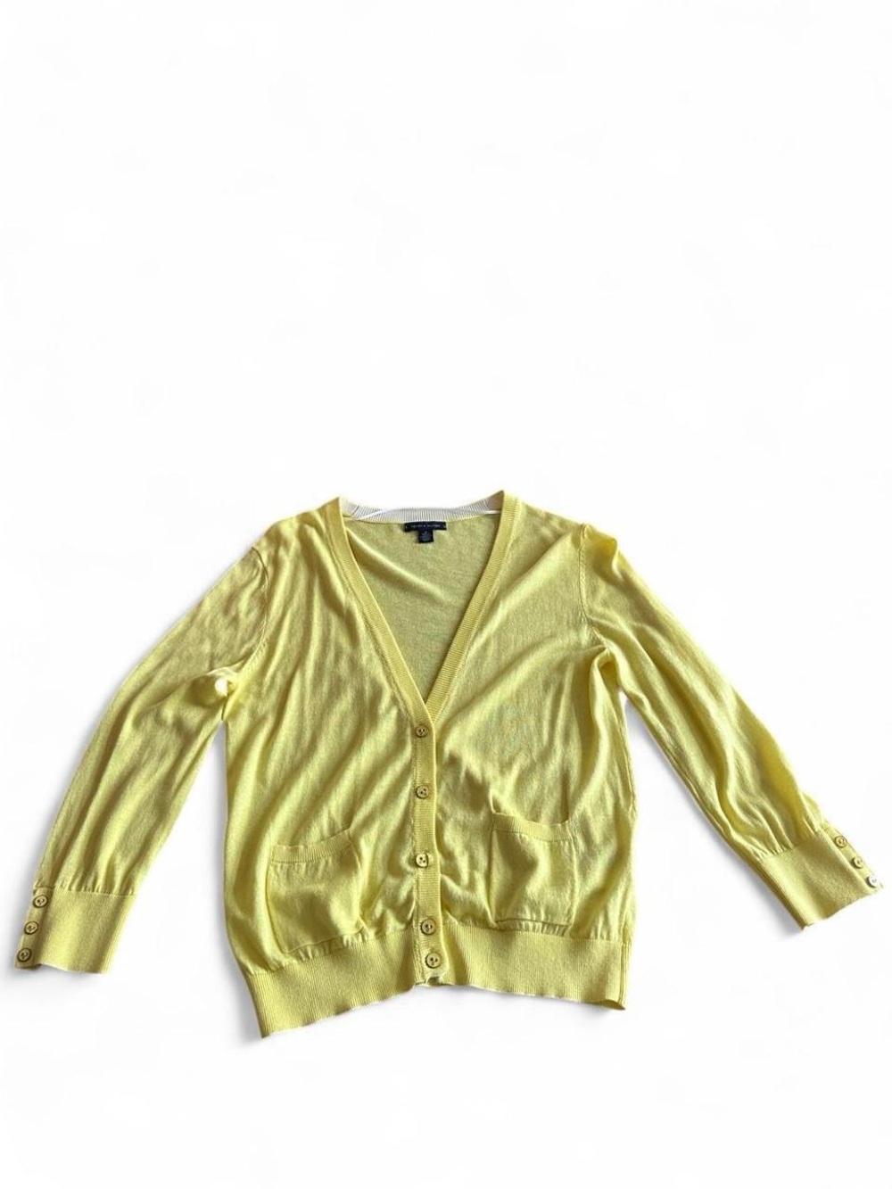 Tommy Hilfiger Yellow V-Neck Button Cardigan